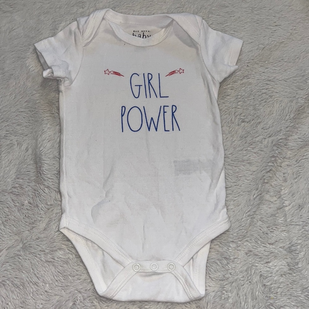 (3 for $10) Rae Dunn girl power short sleeve bodysuit